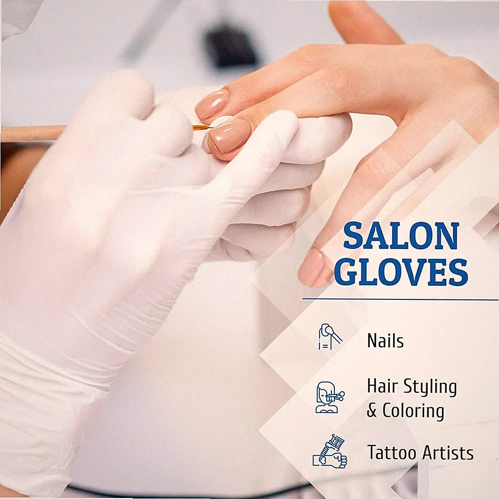 White Nitrile Disposable Gloves - Latex Free Food Prep, Salon, Hair Dye, Kitc...