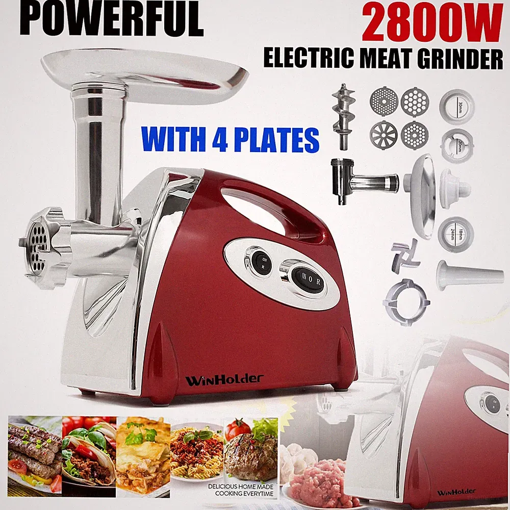 WinHolder Electric Meat Grinder Food Processor Veg Chopper Sausage Maker 2800W