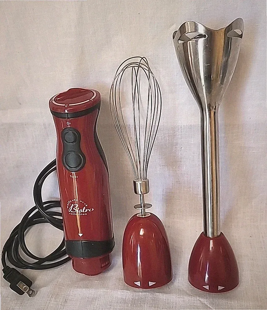 Wolfgang Puck Bistro Collection Turbo Immersion Blender & Whisk 5 Speed Burgundy