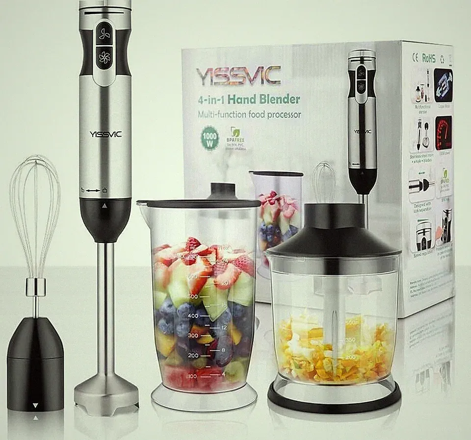 YISSVIC Hand Blender Immersion Blender 1000W 4 In 1 Stick Blender 9 Speed