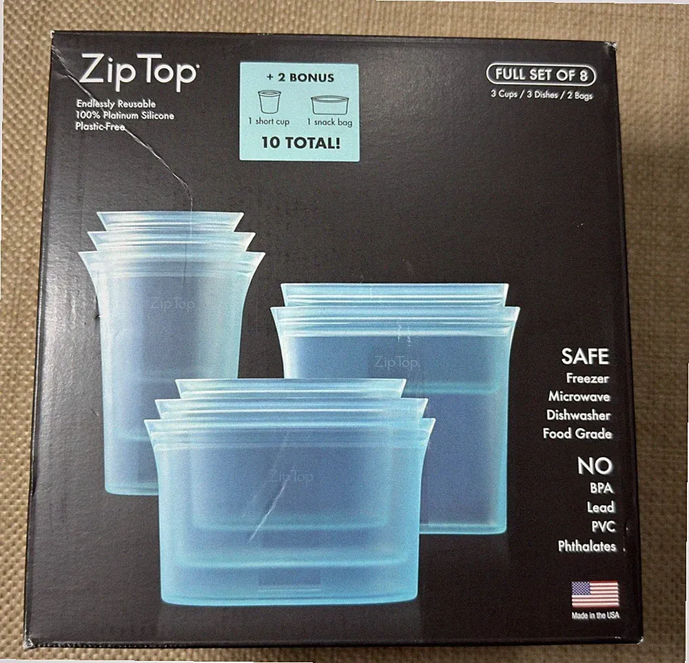 Zip Top Reusable Food Storage Bags |Full Set of 10 [Blue] Silicone Containers