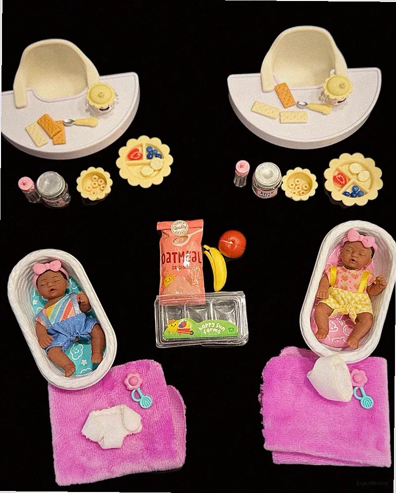 Zuru My Mini Baby AND Miniverse Make It Mini Baby Food TWIN GIRLS Set 40+ Items